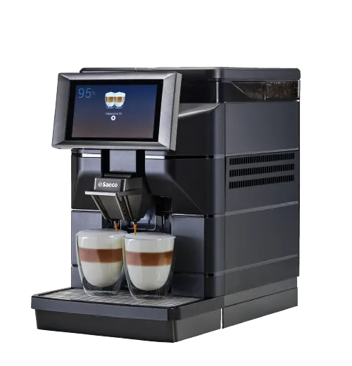 Máquina Saeco Magic M1 servindo duas bebidas